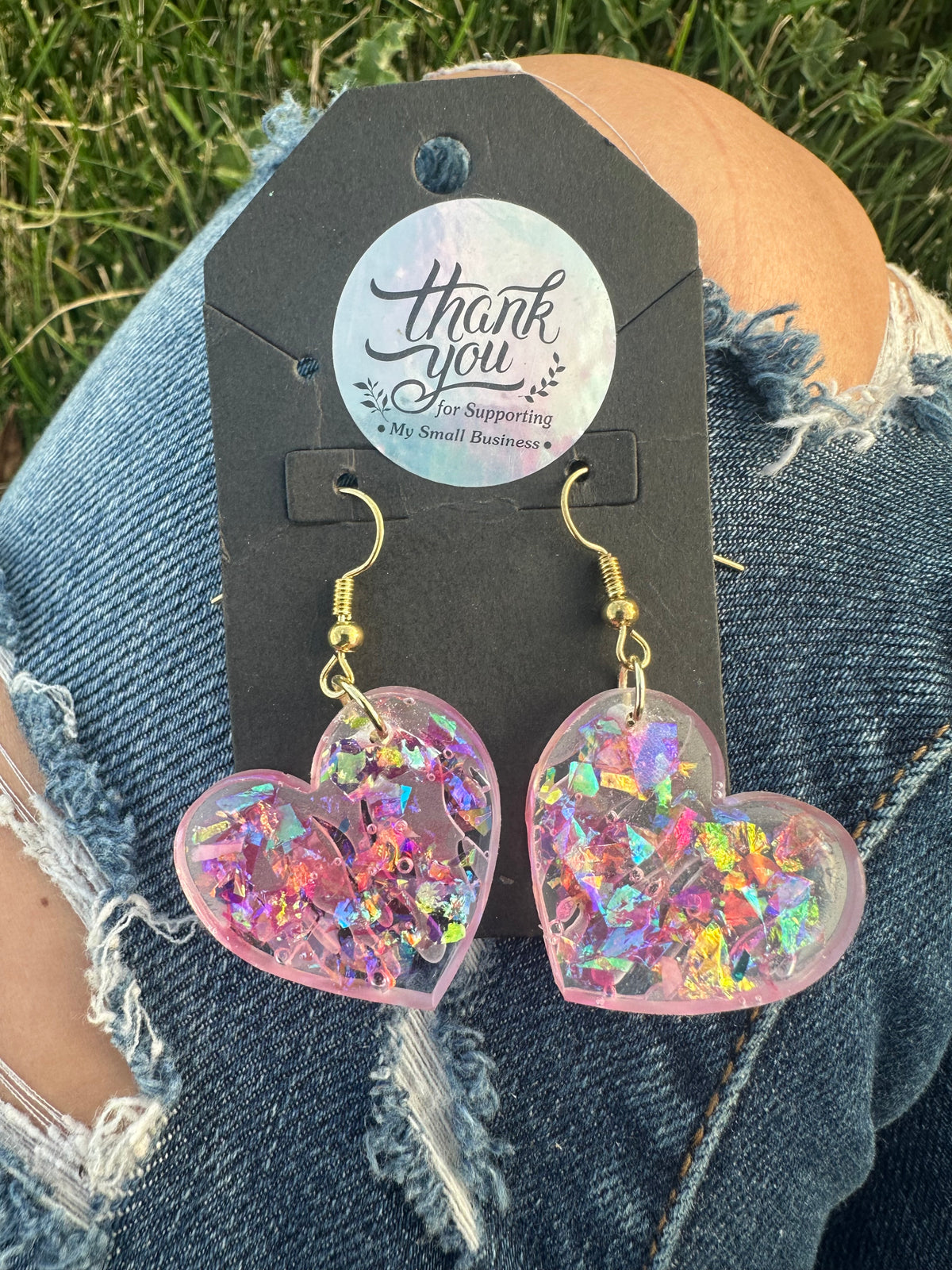 Heart Pink Flake Earrings