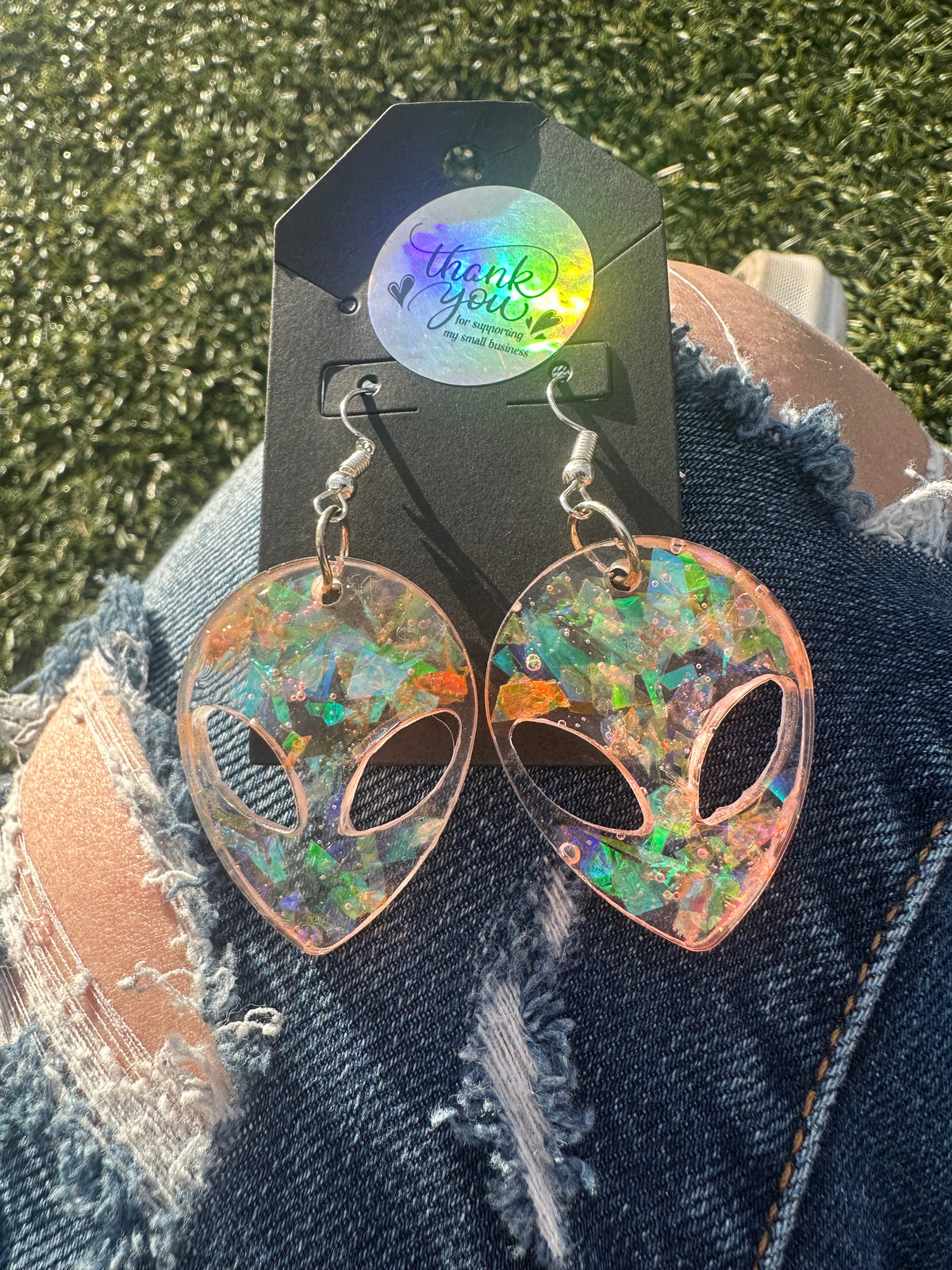 Orange Alien Earrings