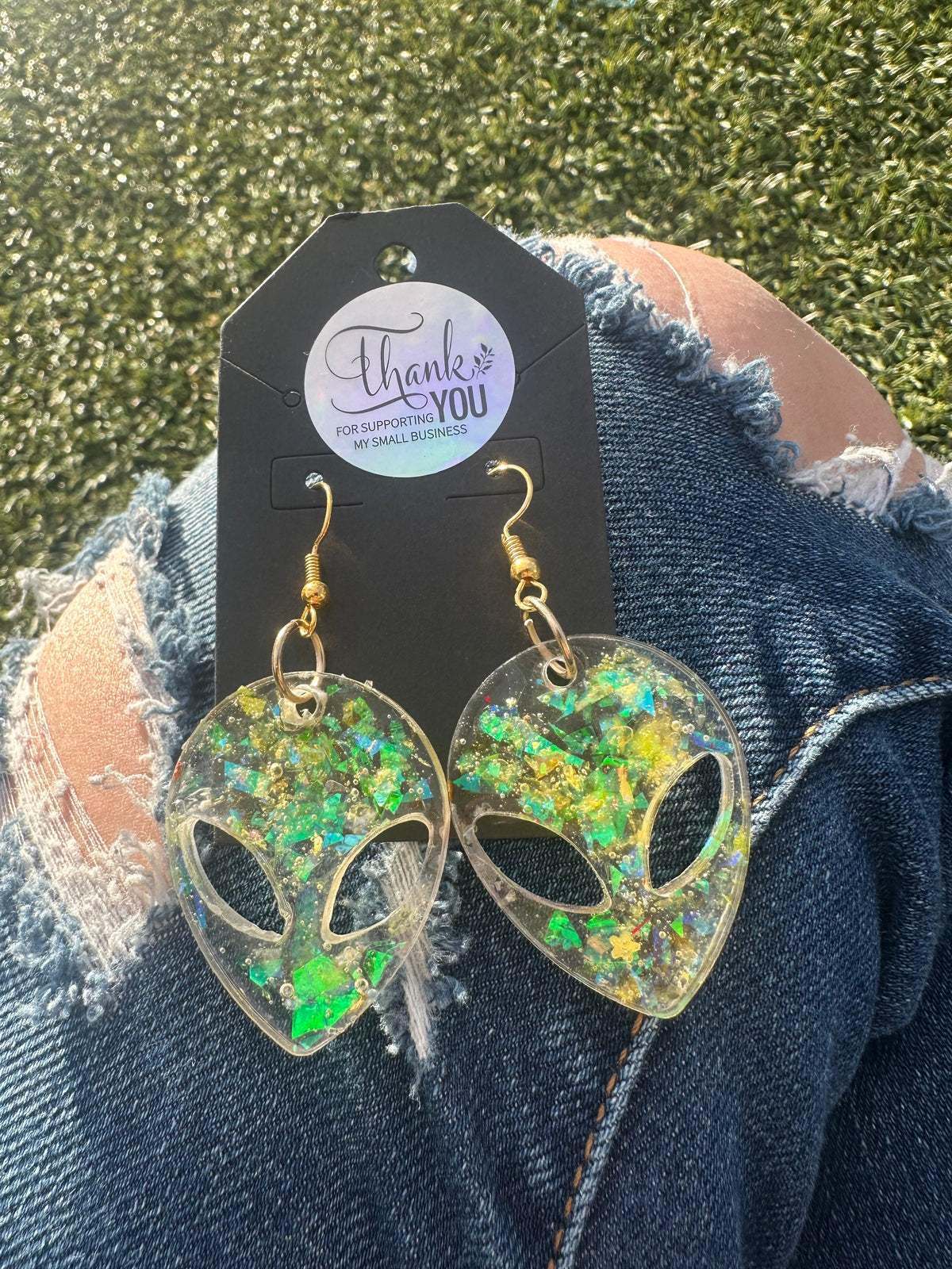 Yellow Alien Earrings