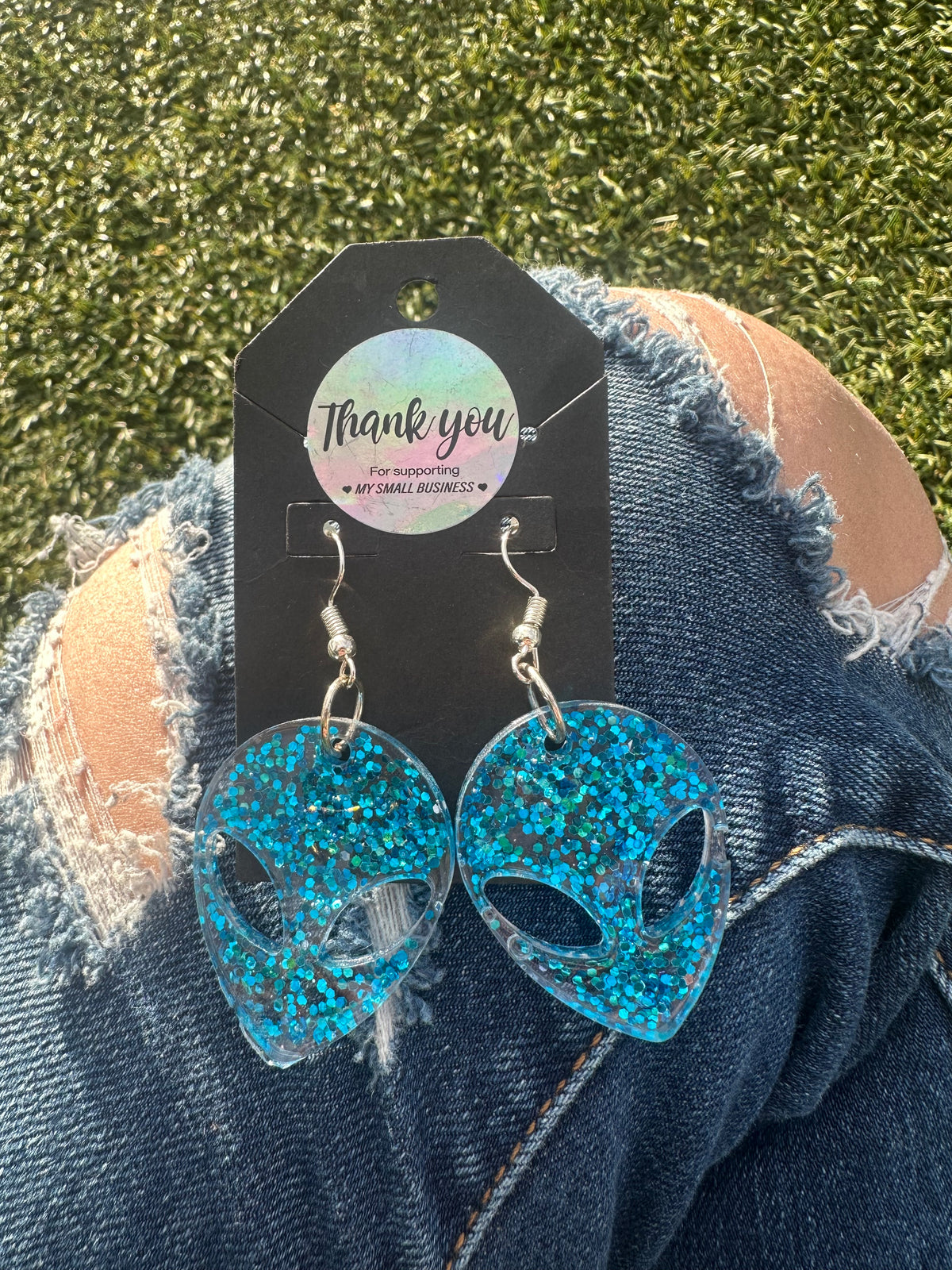 Blue Alien Earrings