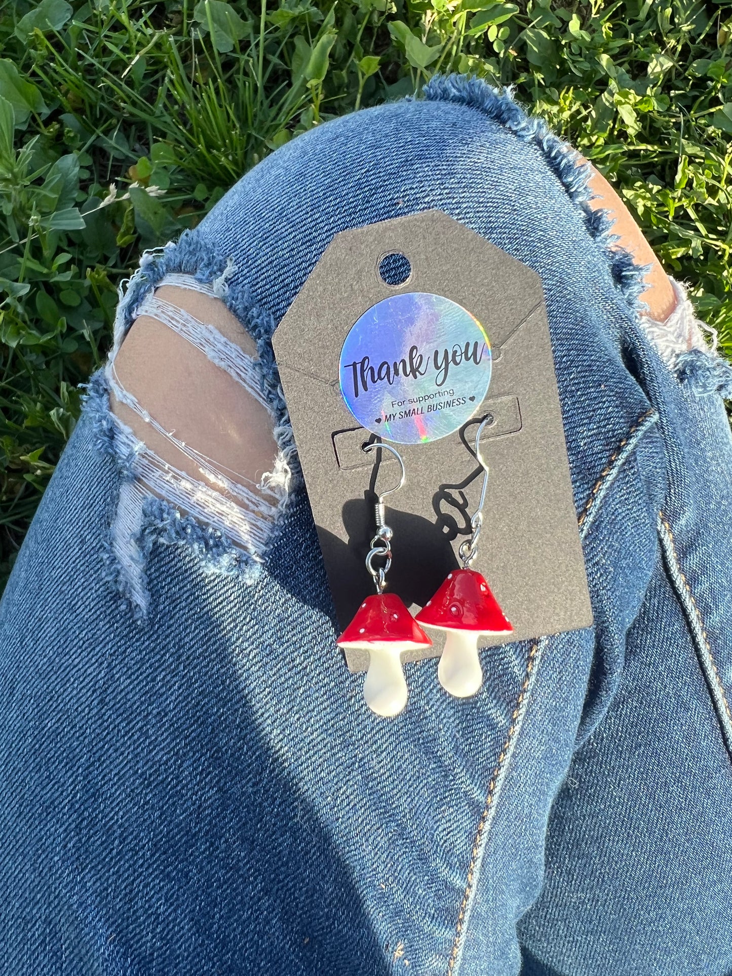 Red Mushroom Charm Earrings