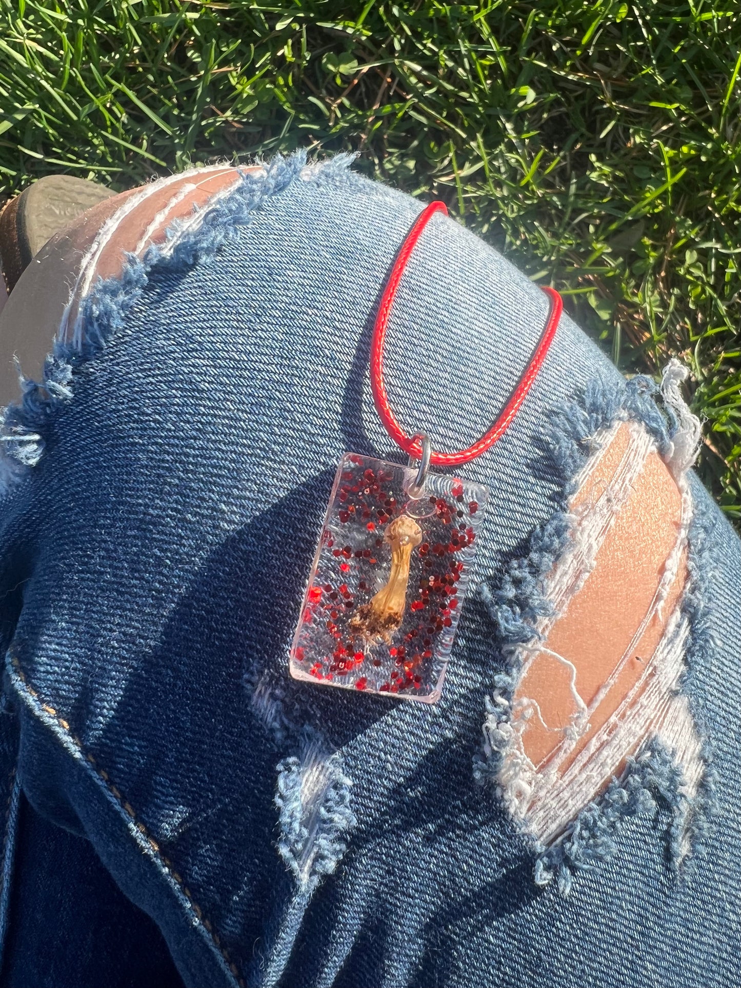 Necklace: Red Mushy PE Pendant