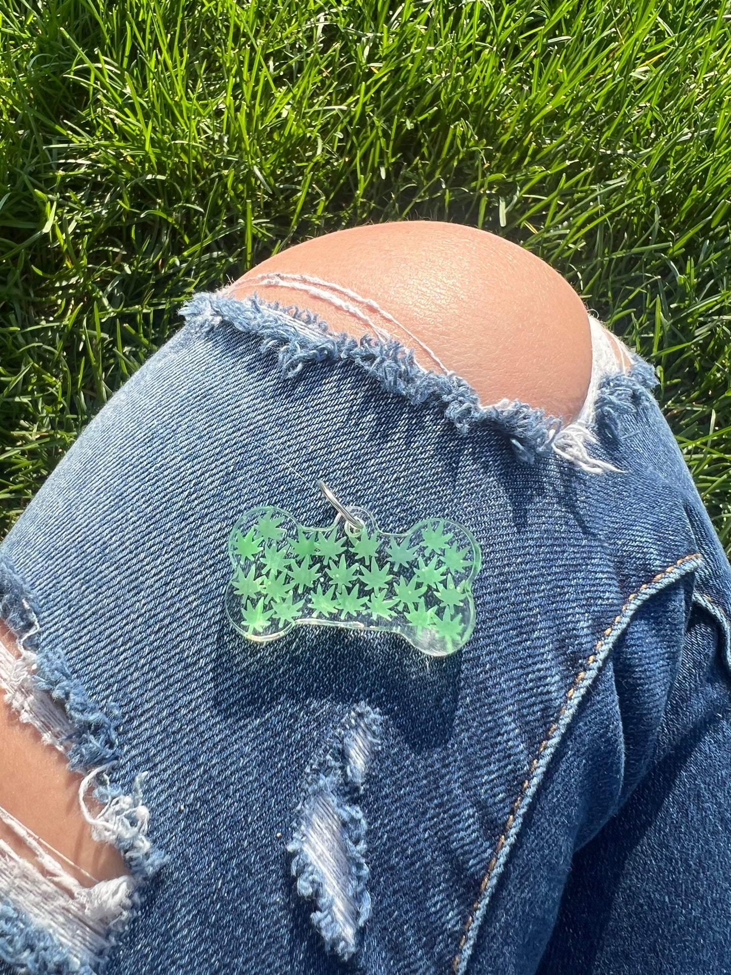 Rave Pets: Green Weed Leaves Tag