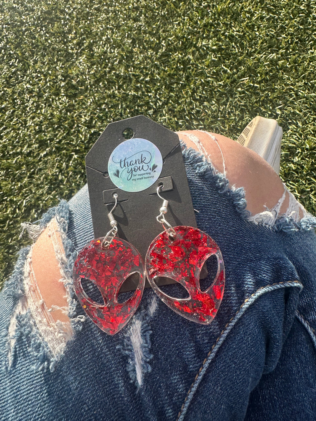 Red Alien Earrings