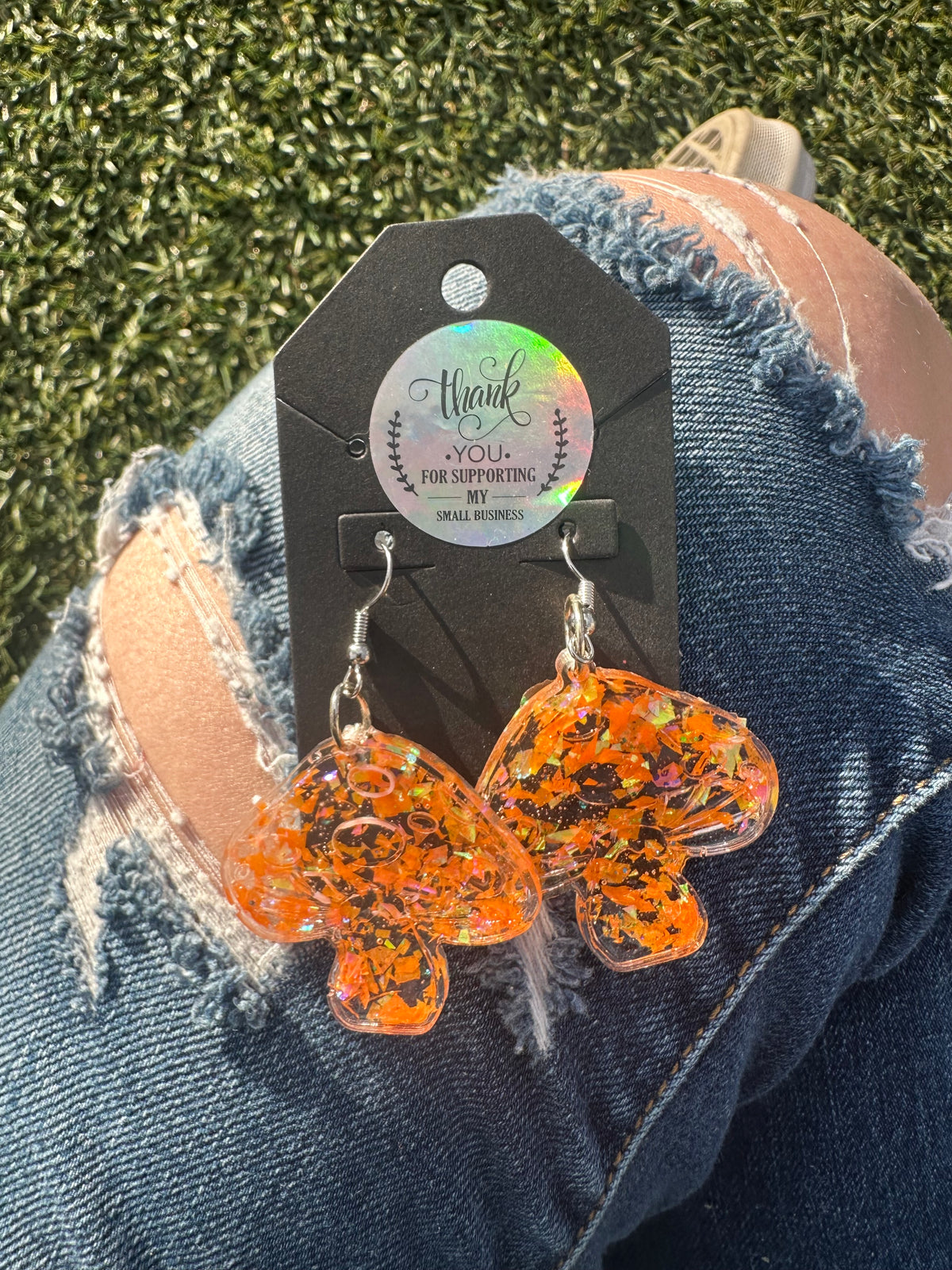 Orange Mushroom Earrings