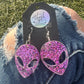 Pink Alien Earrings