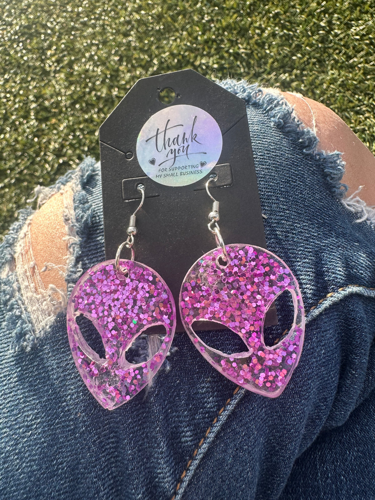 Pink Alien Earrings