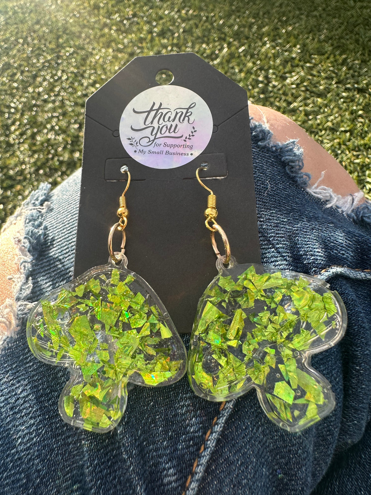 Lime Green Mushroom Earrings