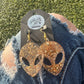 Gold Glitter Alien Earrings