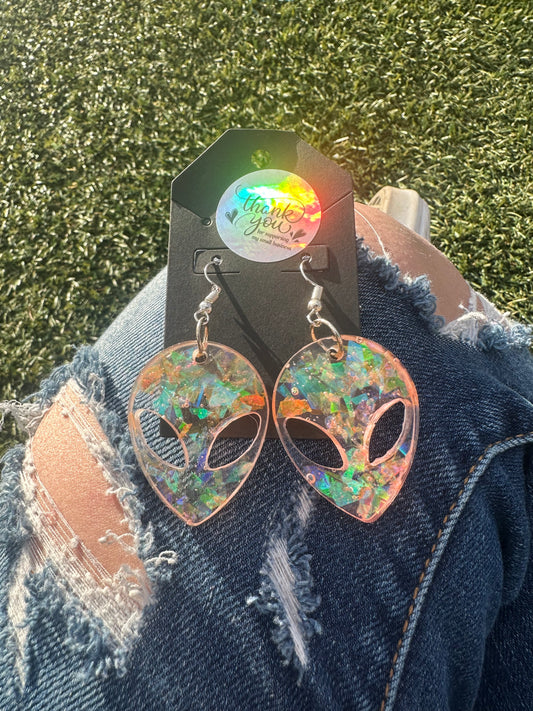 Orange Alien Earrings