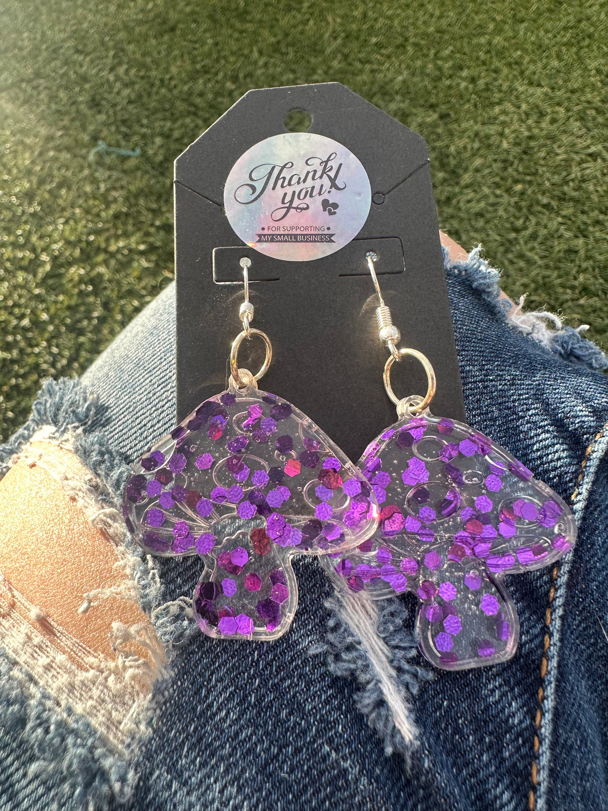 Purple Mushroom Earrings