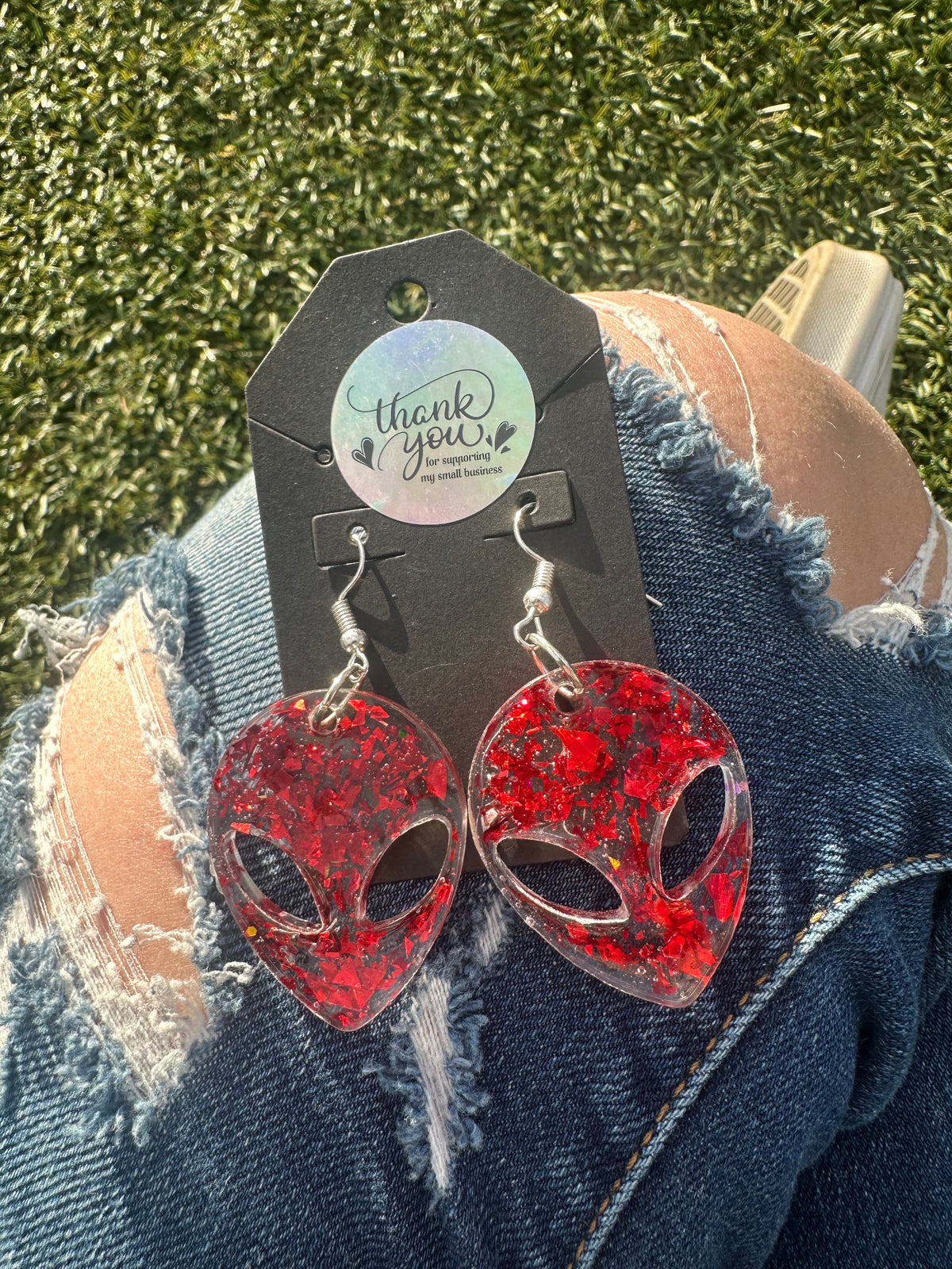 Red Alien Earrings