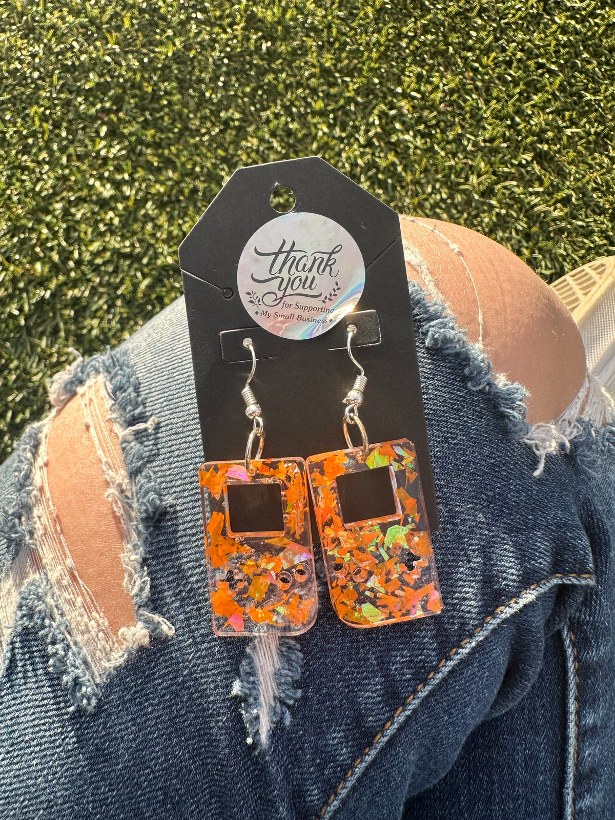 Orange Game Boy Earrings