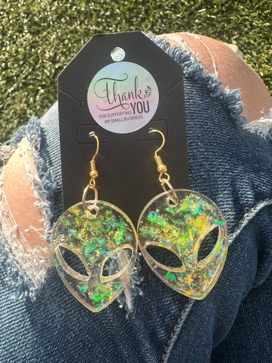 Yellow Alien Earrings