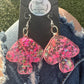 Neon Pink Mushroom Earrings