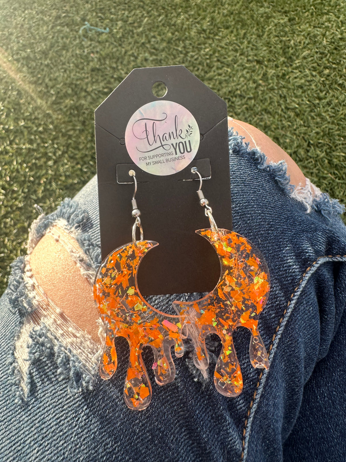 Orange Moon Earrings