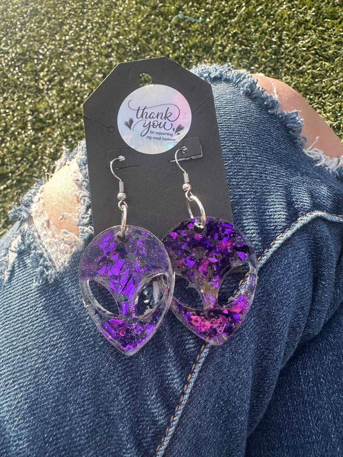 Purple Alien Earrings