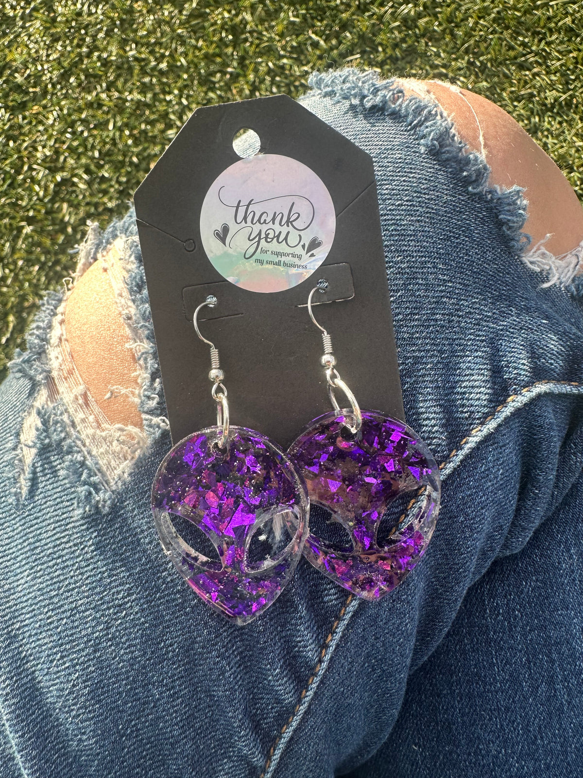 Purple Alien Earrings