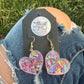 Heart Pink Flake Earrings