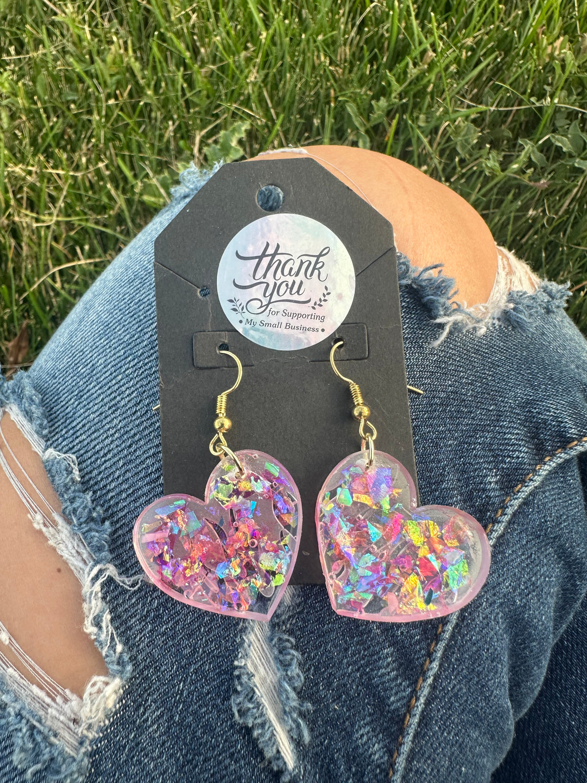 Heart Pink Flake Earrings