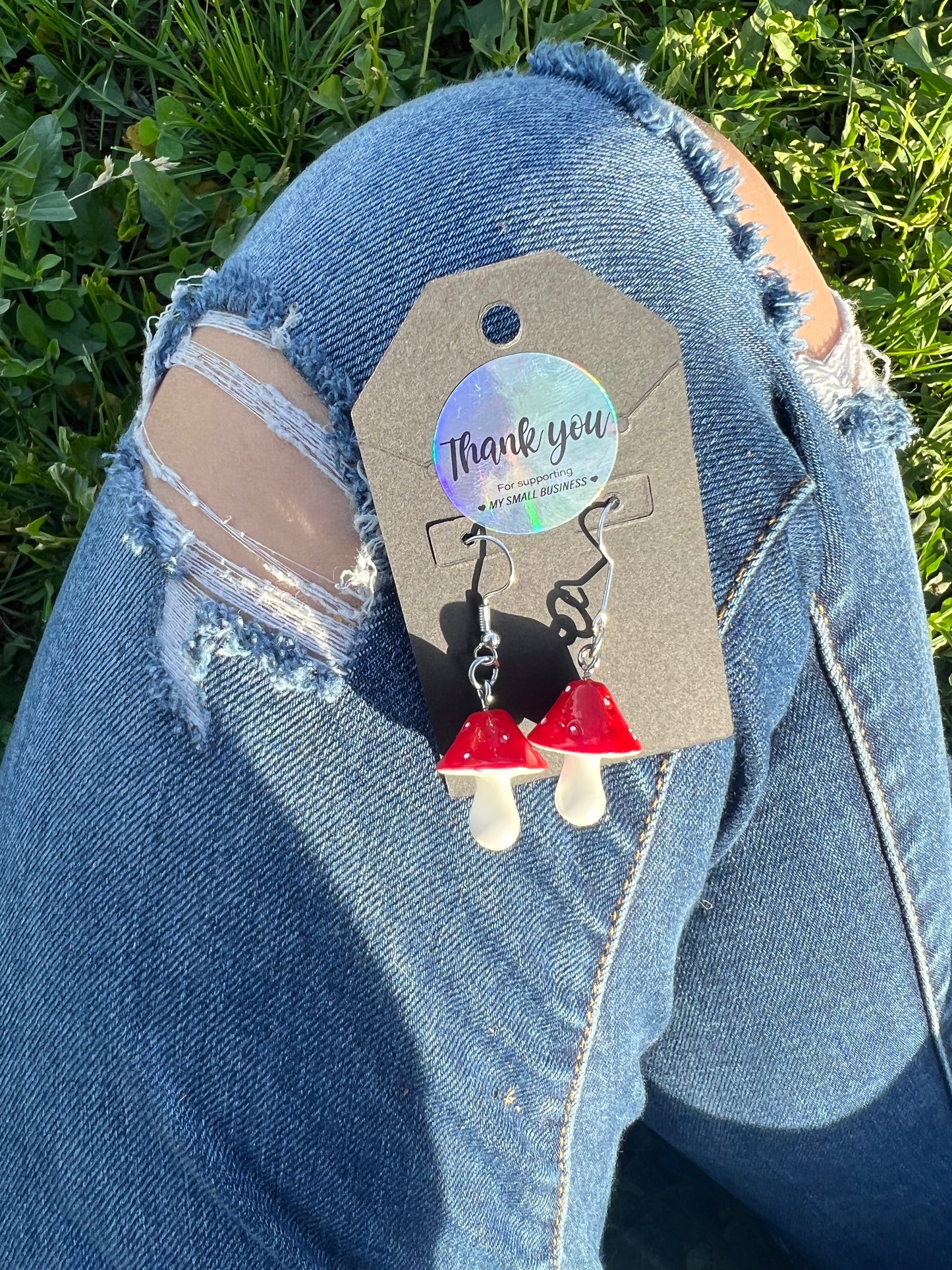 Red Mushroom Charm Earrings