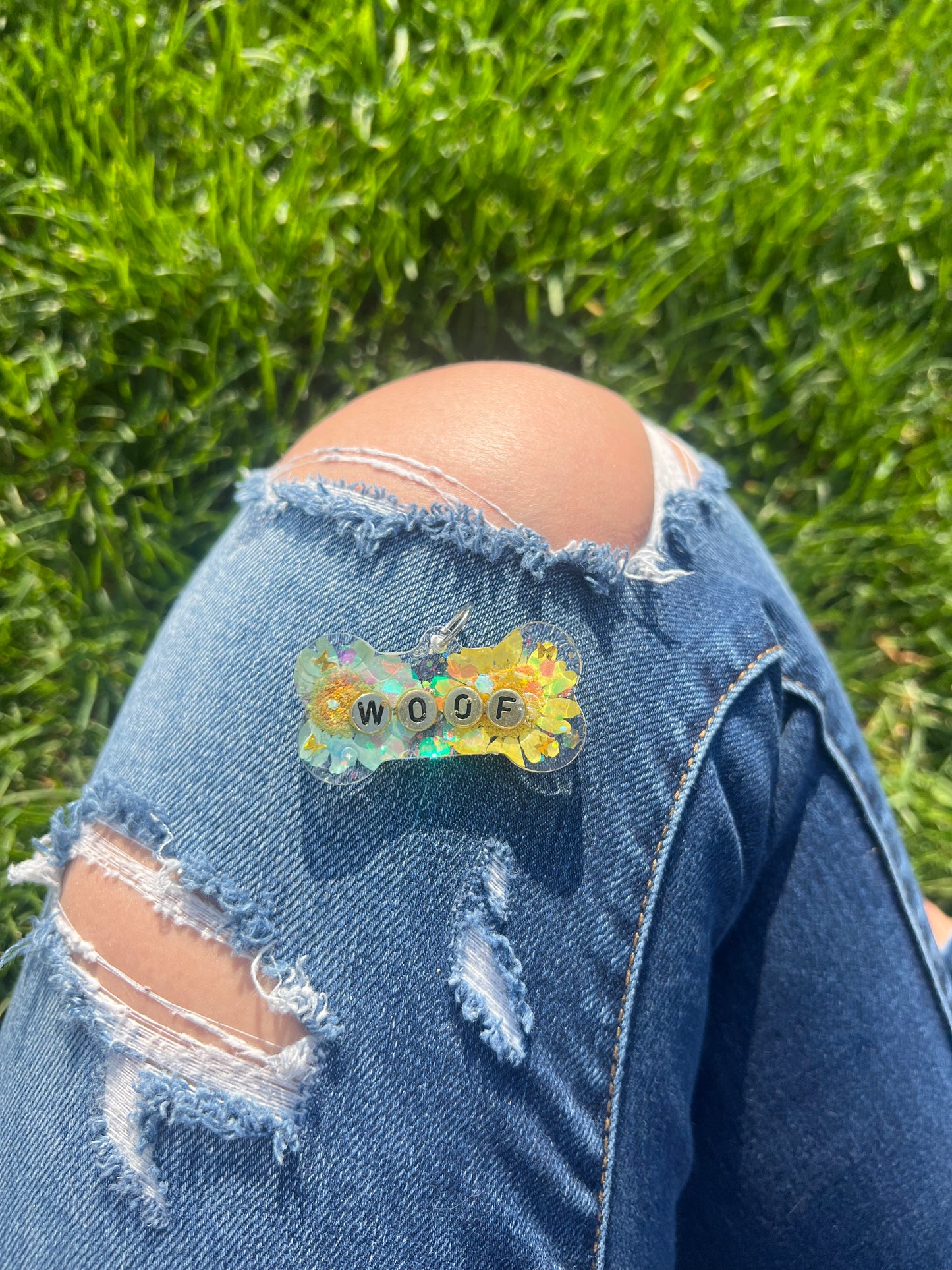 Rave Pets: Yellow Flower Woof Tag