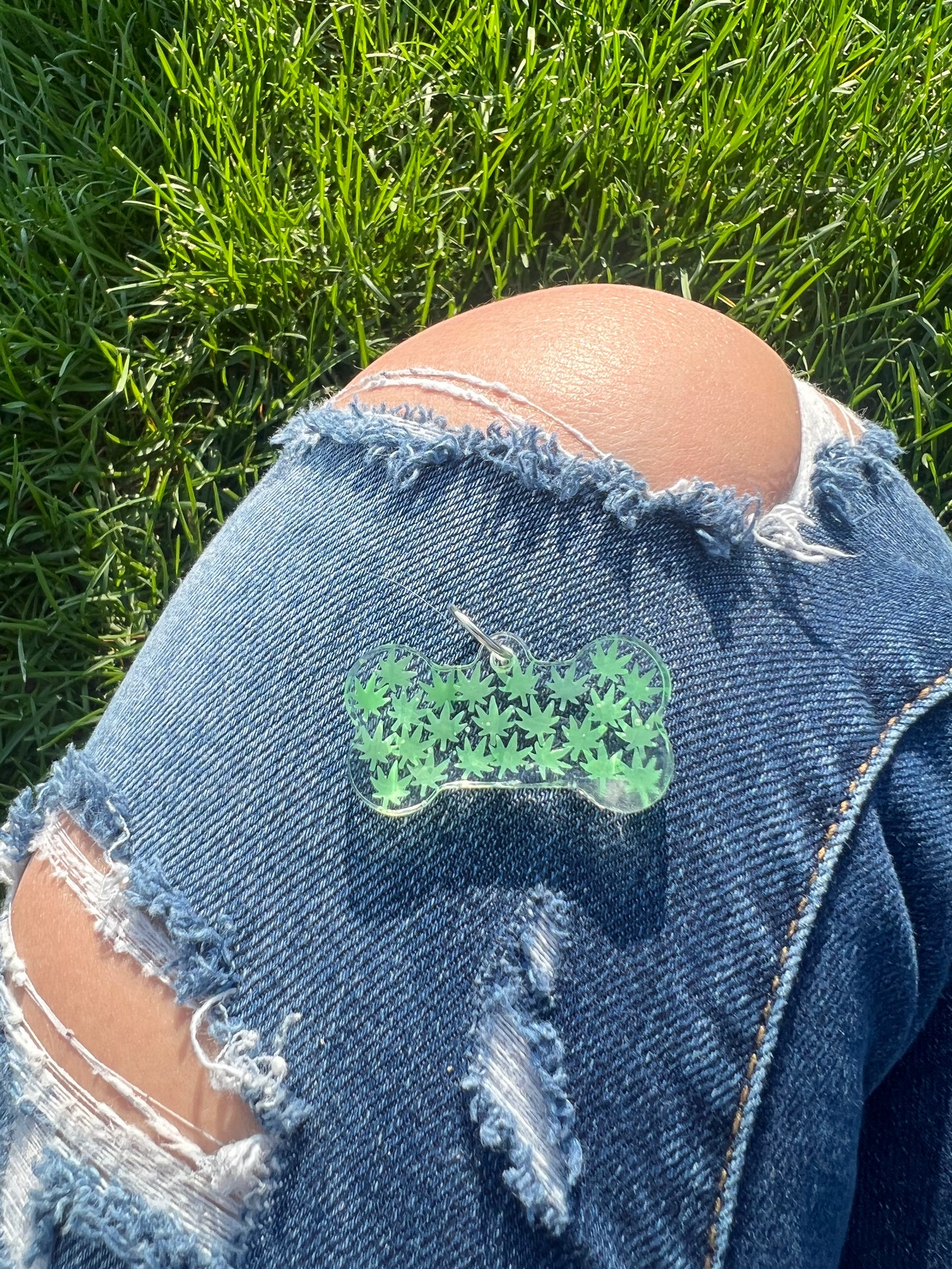 Rave Pets: Green Weed Leaves Tag