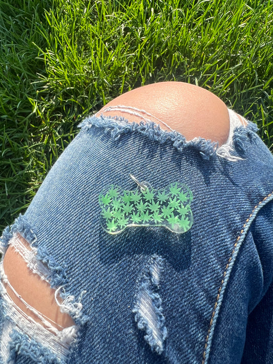 Rave Pets: Green Weed Leaves Tag