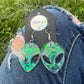 Earrings: Teal Glitter Aliens