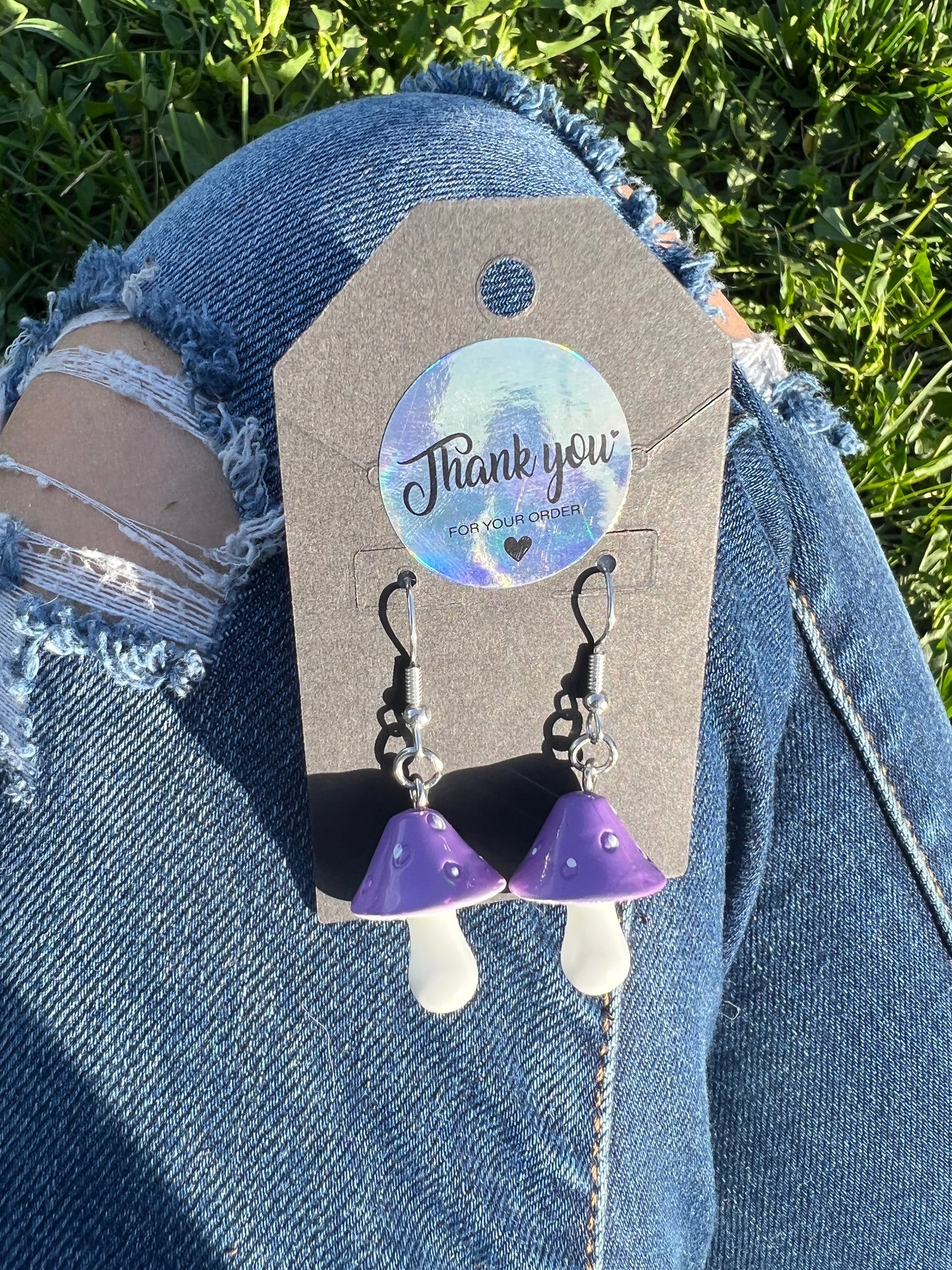Purple Mushroom Charm Earrings