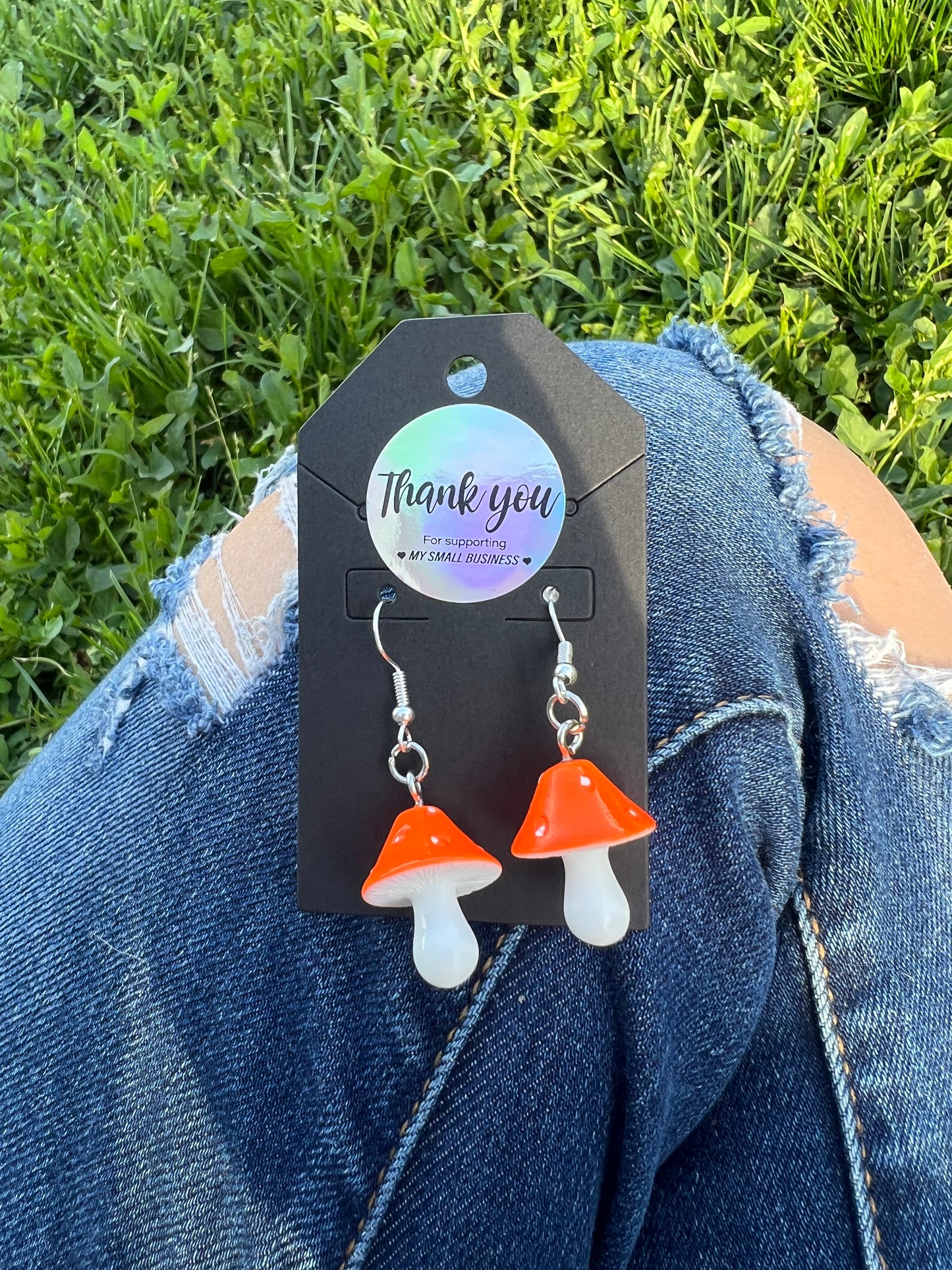 Orange Mushroom Charm Earrings