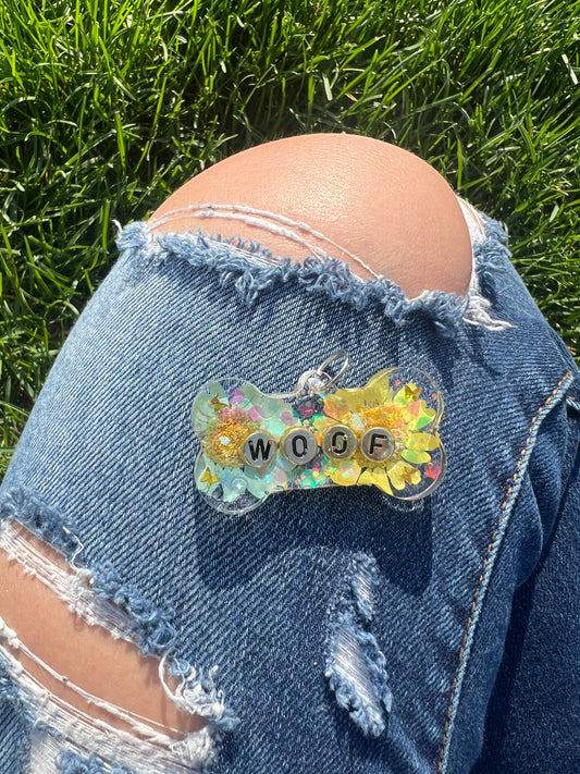 Rave Pets: Yellow Flower Woof Tag
