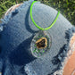 Necklace: Green PES Oval Pendant