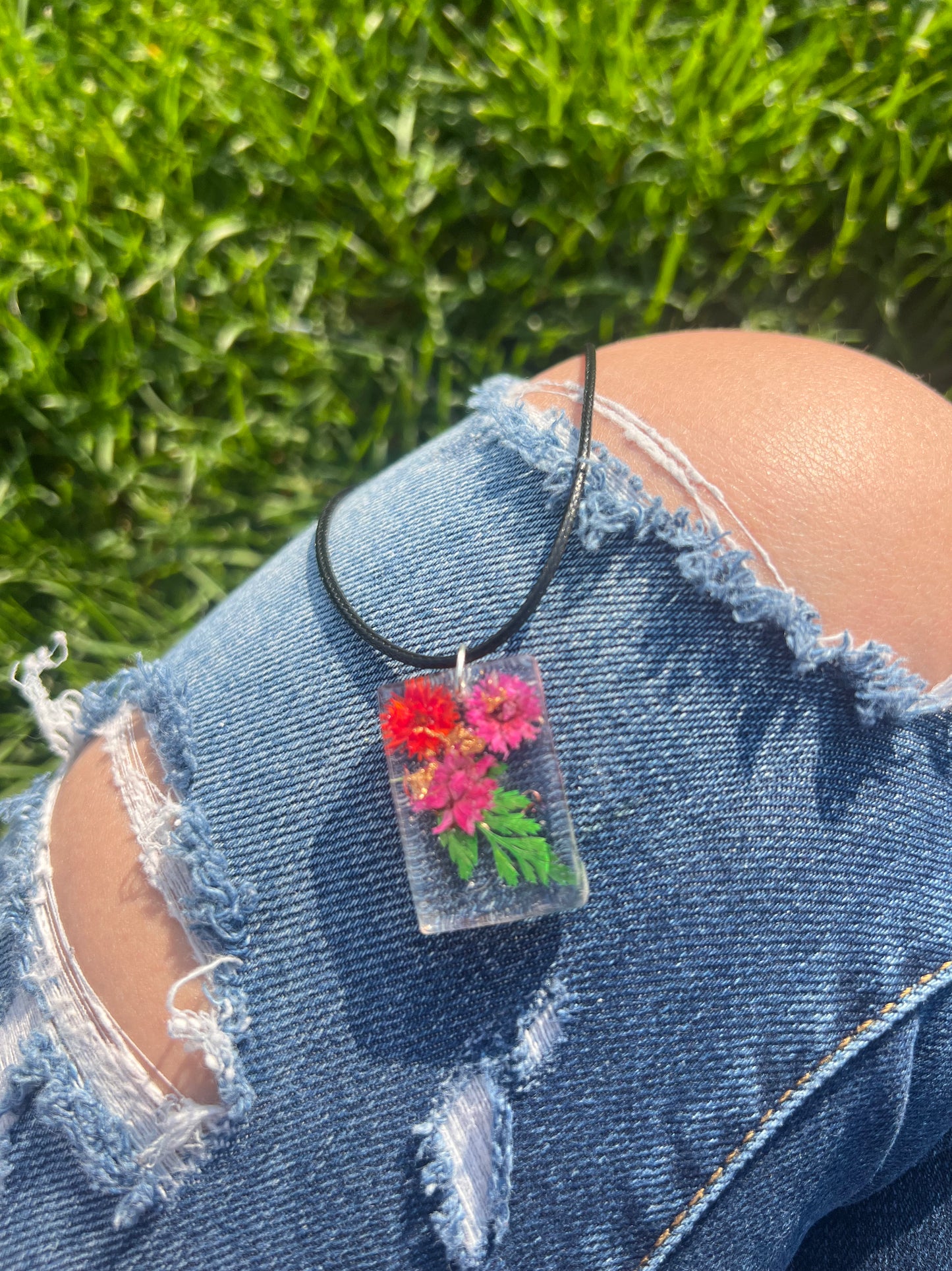 Necklace: Red Flower Bouquet Pendant