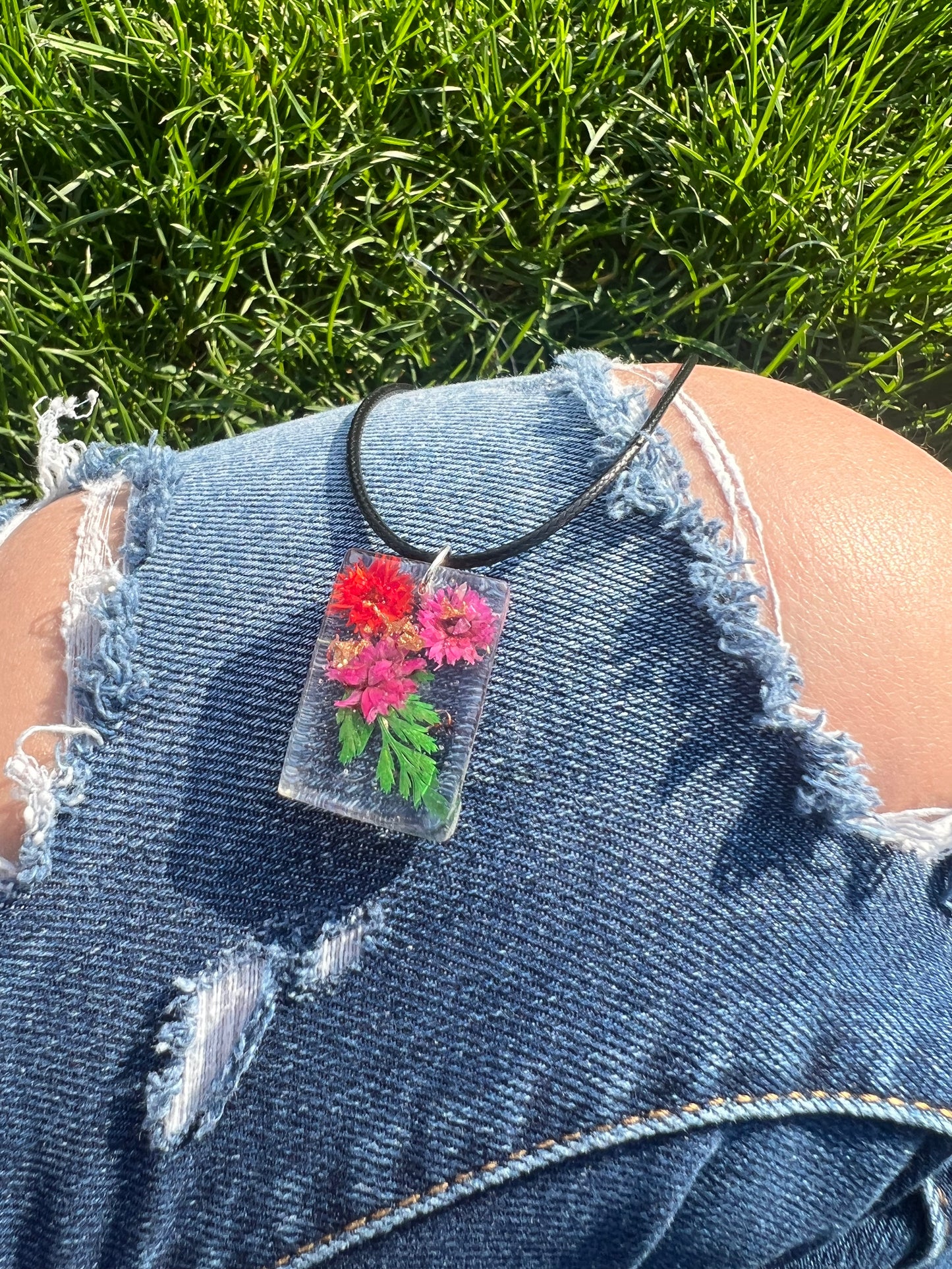 Necklace: Red Flower Bouquet Pendant