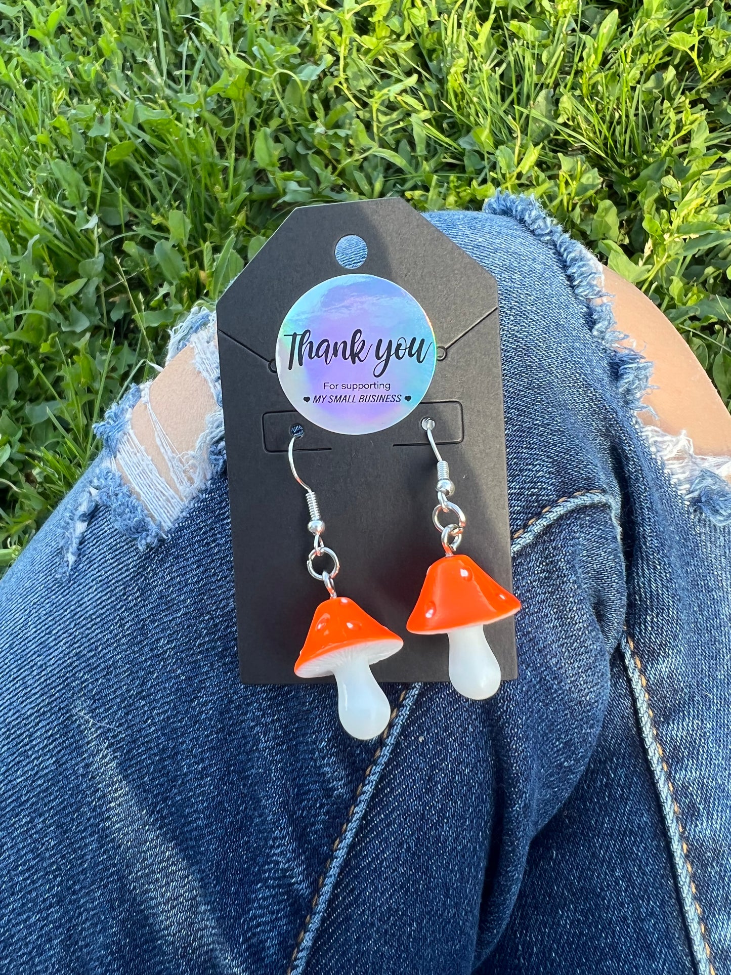 Orange Mushroom Charm Earrings
