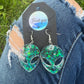 Earrings: Teal Glitter Aliens