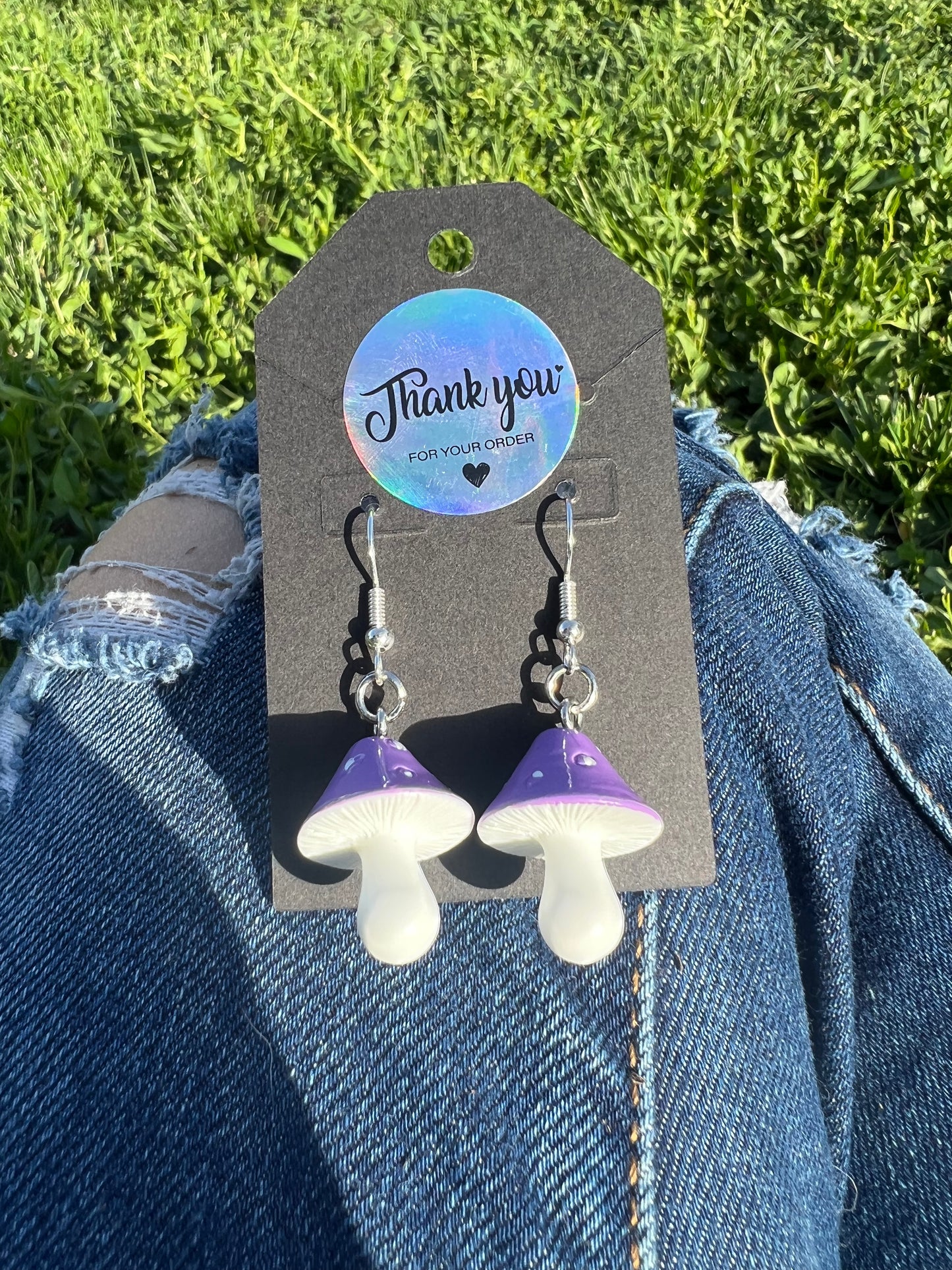 Purple Mushroom Charm Earrings