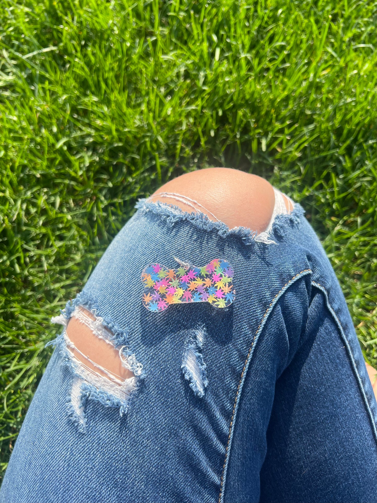Rave Pets: Rainbow Weed Leaves Tag