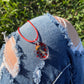 Necklace: Red Oval Mushy Pendant