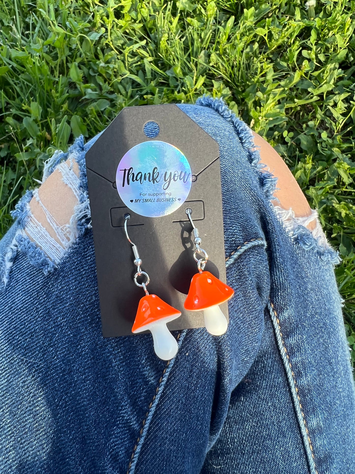 Orange Mushroom Charm Earrings
