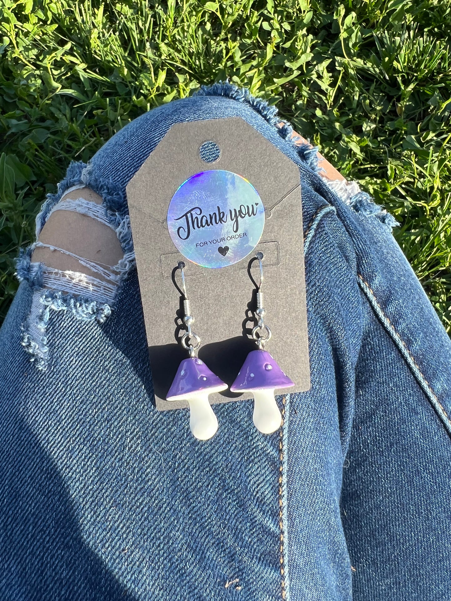 Purple Mushroom Charm Earrings