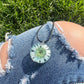 Necklace: Blue Daisy Circle Pendant