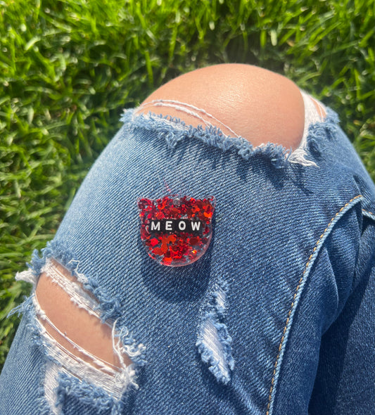 Rave Pets: Red Glitter Meow Tag