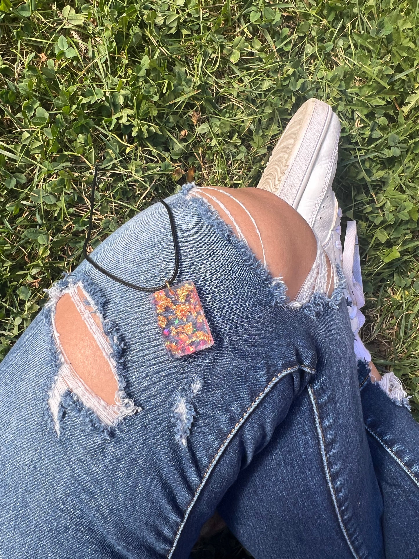 Necklace: Pink Gold Rectangle Pendant