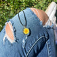 Necklace: Yellow Daisy Oval Pendant