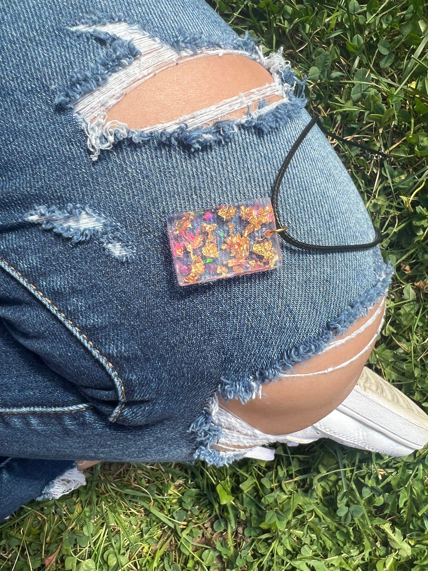 Necklace: Pink Gold Rectangle Pendant
